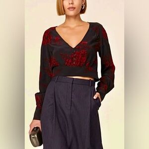 Marissa Webb Floral Navy and‎ Red Crop Top - 6